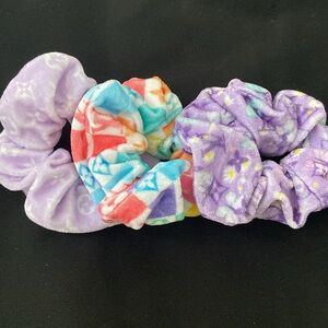 Set of 3 Vibrant Red and Blue Hair Accessory Scrunchie